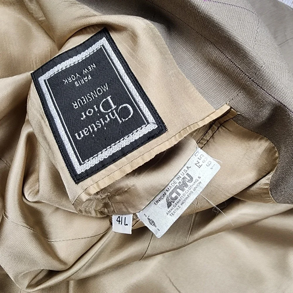 Christian Dior Monsieur Blazer Mens Size 41L Taupe/Purple Double Breasted‎